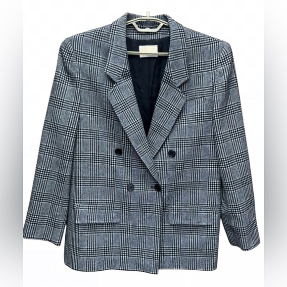 Pendleton vintage black and white plaid 100% pure virgin wool Blazer, size 10 - Picture 1 of 9